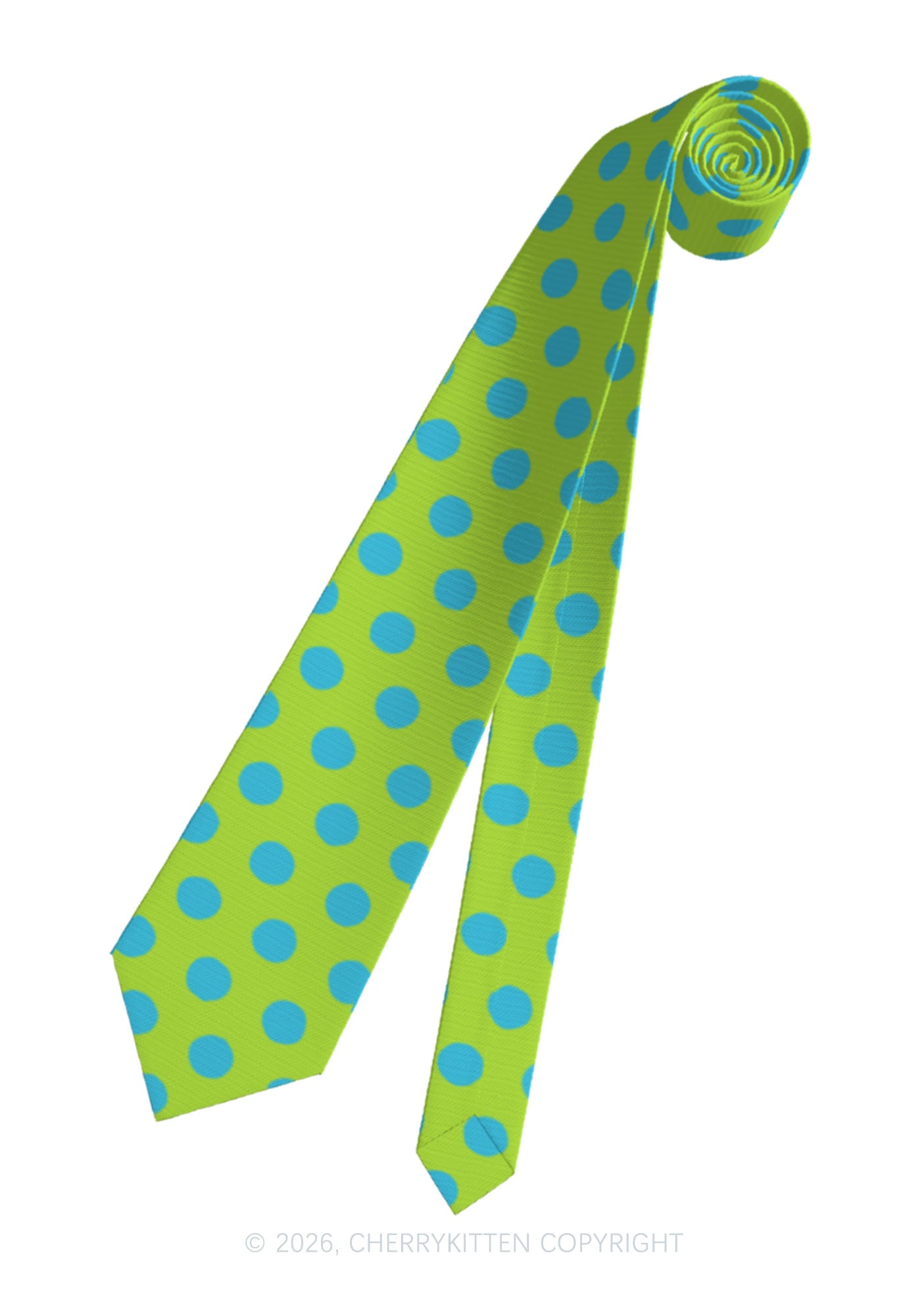 Blue Dots On Green Y2K Necktie Cherrykitten
