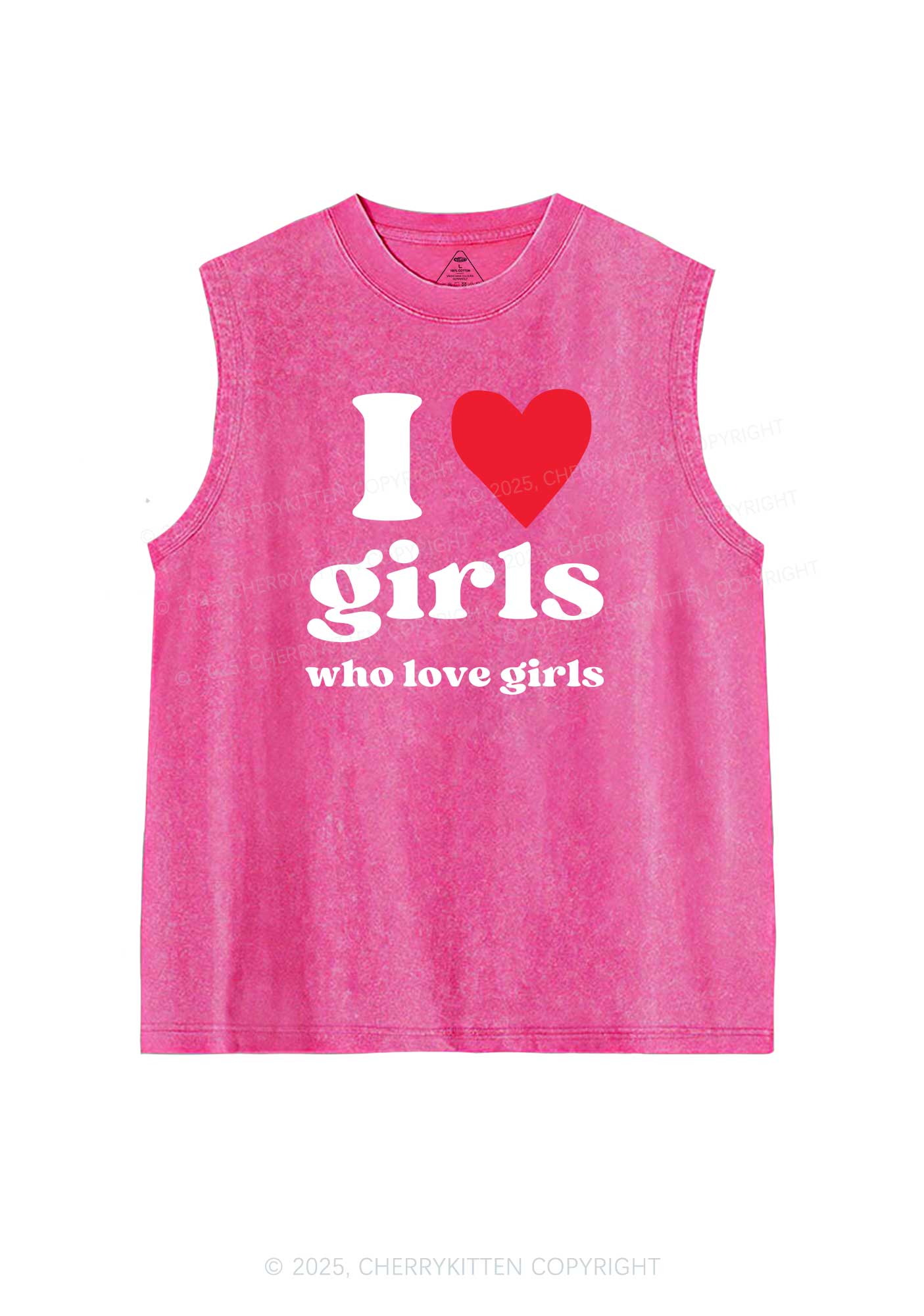 Girls Love Girls Pride Y2K Washed Muscle Tank Cherrykitten