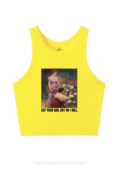 Eat Your Girl Out Painting Pride Y2K Crop Tank Top Cherrykitten