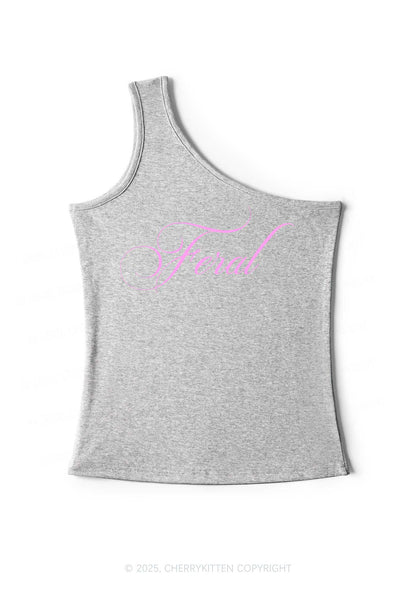 Feral Y2K One Shoulder Tank Top Cherrykitten