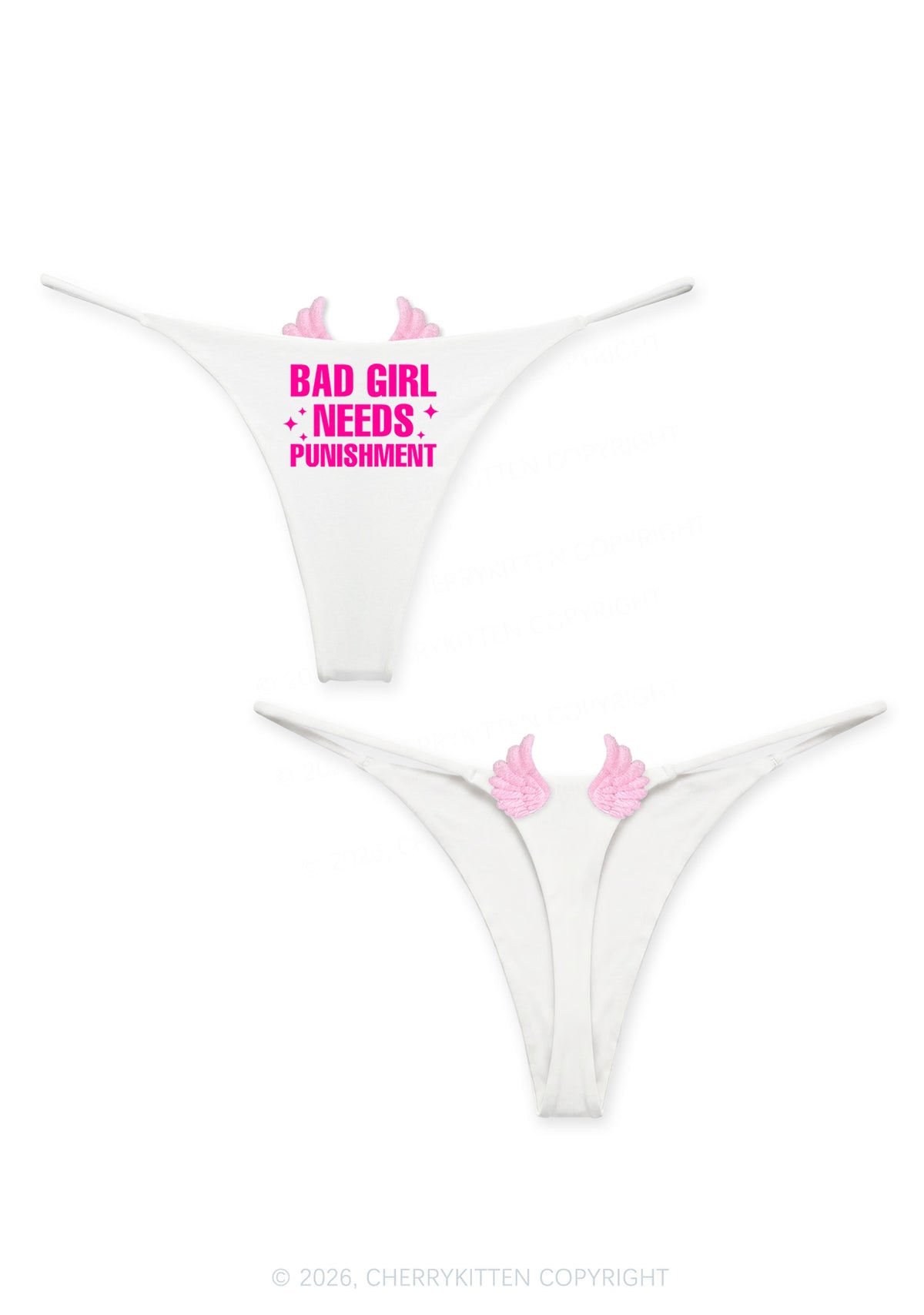 Bad Girl Needs Punishment Y2K Goth Angel Wings Bikini String Thong Cherrykitten