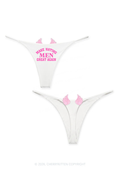 Make Hating Men Great Again Y2K Goth Angel Wings Bikini String Thong Cherrykitten