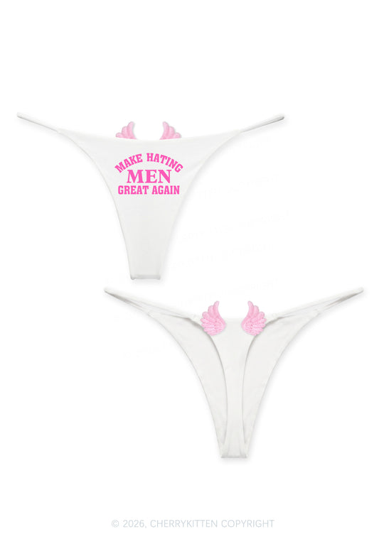 Make Hating Men Great Again Y2K Goth Angel Wings Bikini String Thong Cherrykitten