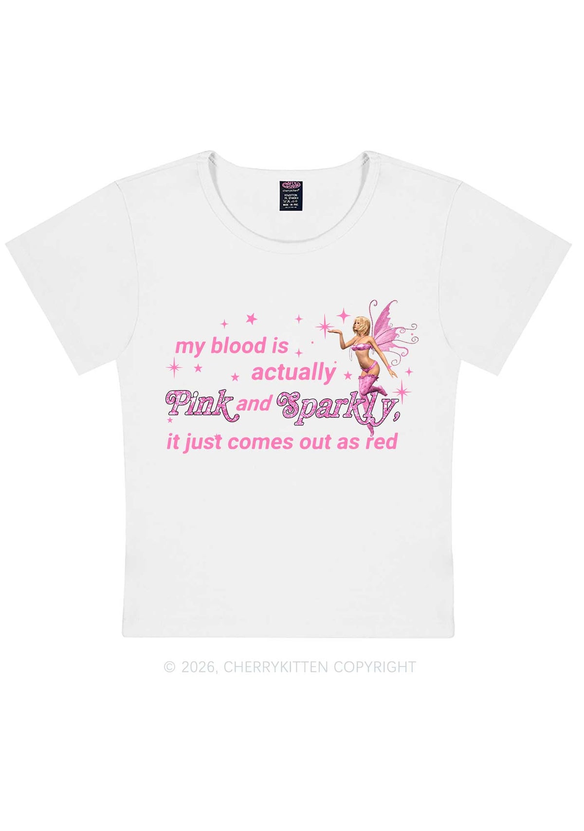 My Blood Is Pink And Sparkly Y2K Baby Tee Cherrykitten