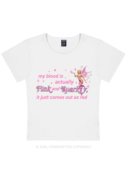 My Blood Is Pink And Sparkly Y2K Baby Tee Cherrykitten