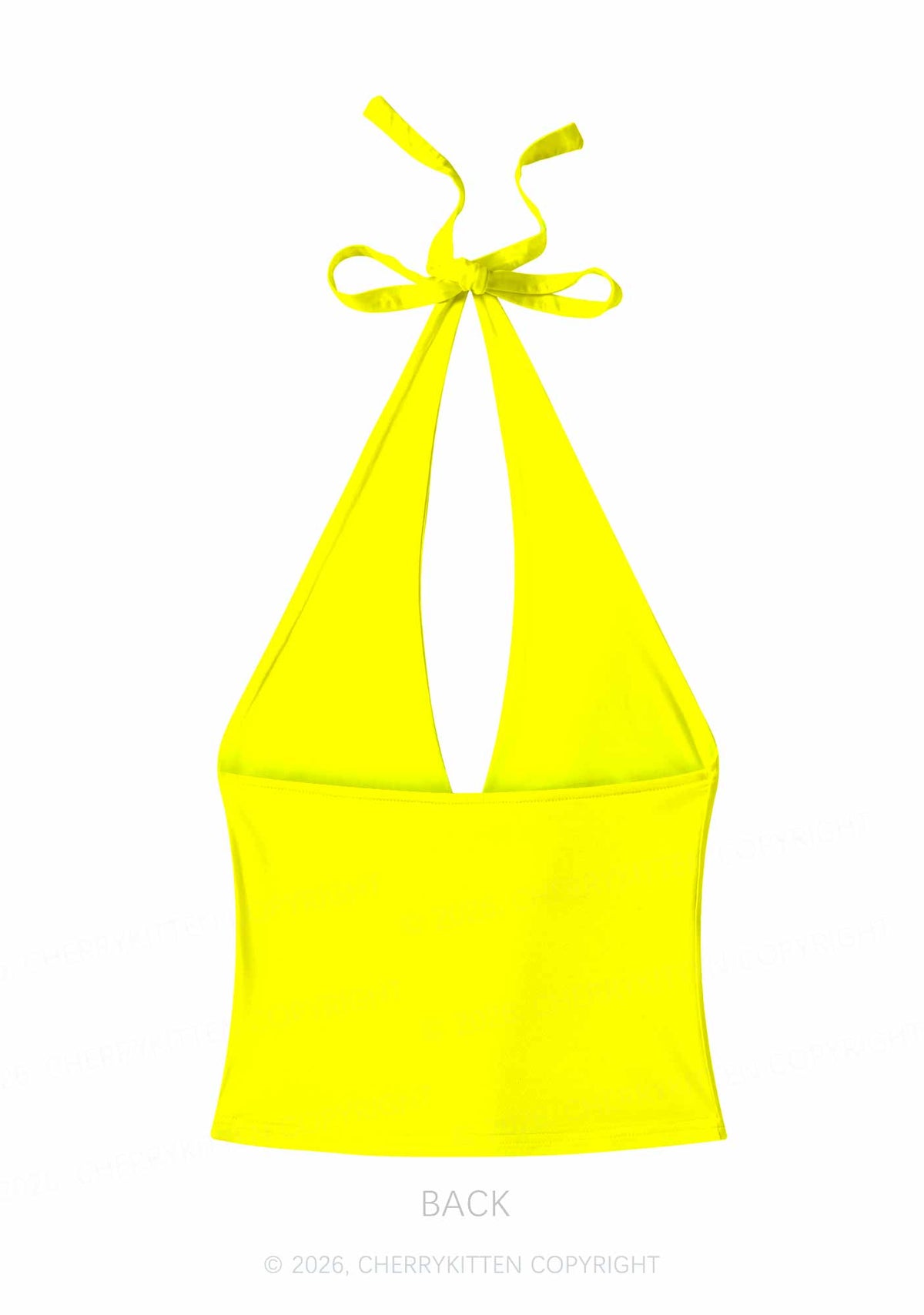 Yellow Thermal Female Body Y2K Print Halter Deep V Neck Cami Cherrykitten