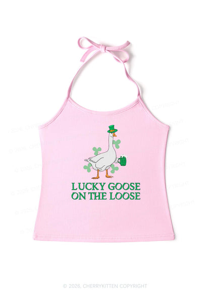 Lucky Goose On The Loose St Patricks Y2K Halter Neck Cami Cherrykitten