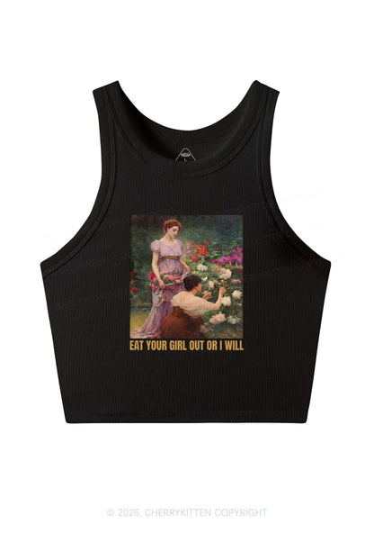 Eat Your Girl Out Painting Pride Y2K Crop Tank Top Cherrykitten