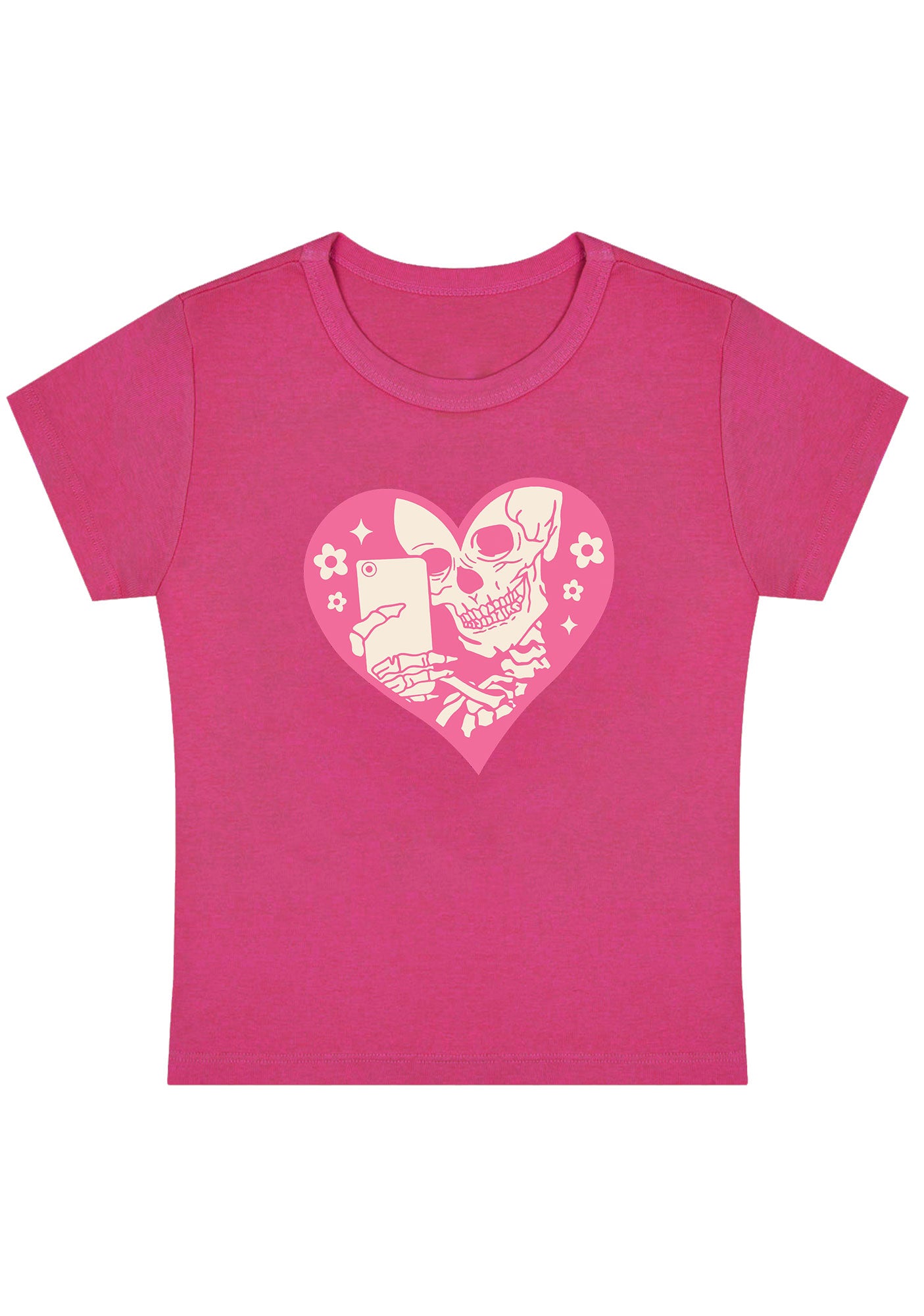 Halloween Skeleton Selfie Heart Y2K Baby Tee