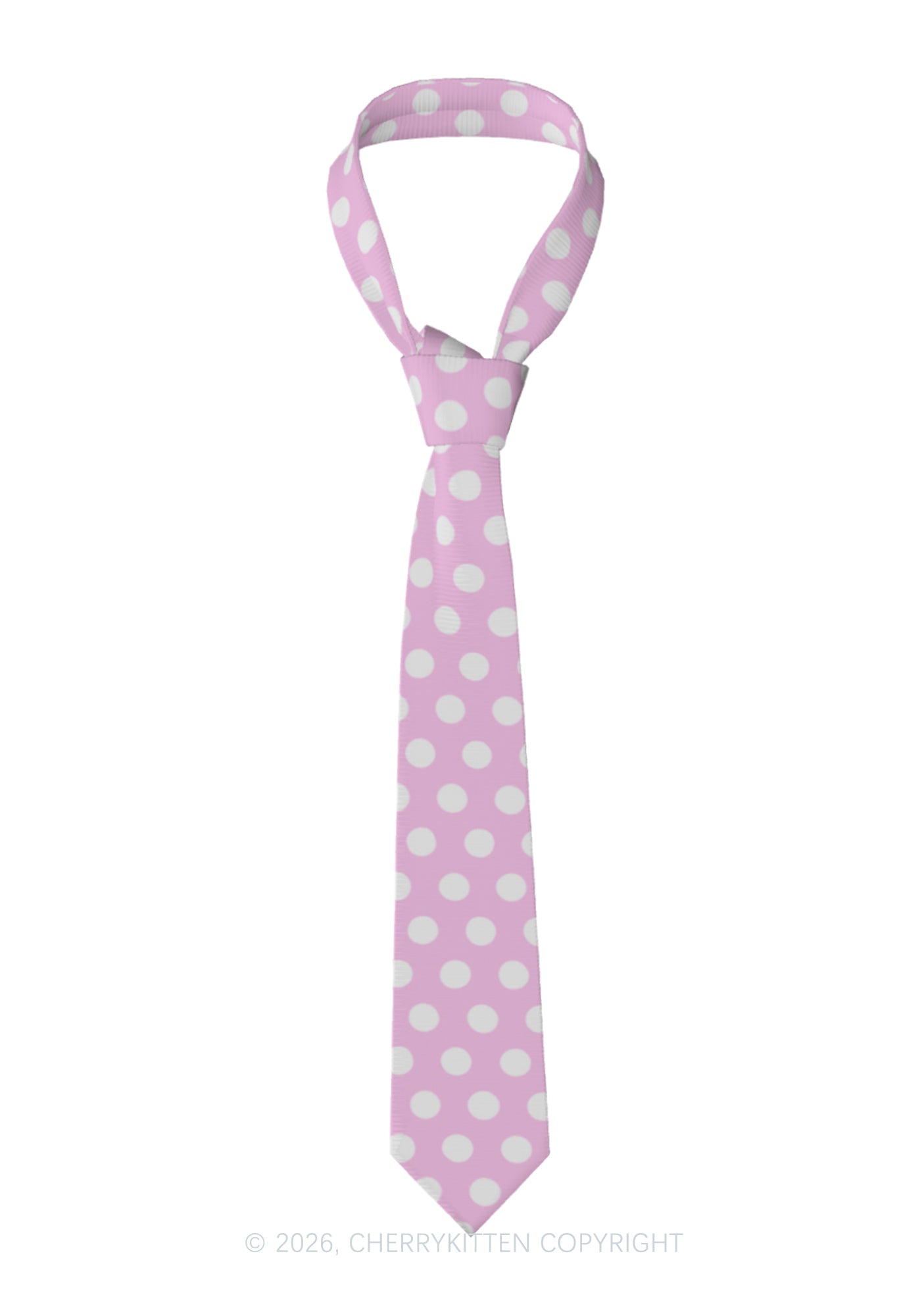 White Dots On Pink Y2K Necktie Cherrykitten