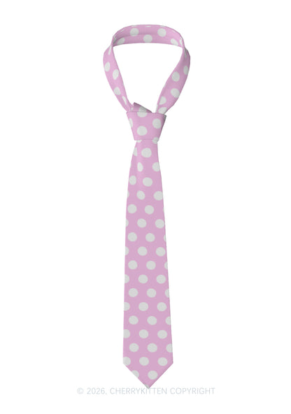 White Dots On Pink Y2K Necktie Cherrykitten