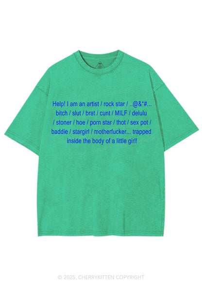 Help Little Girl Y2K Shirts Washed Tee Cherrykitten