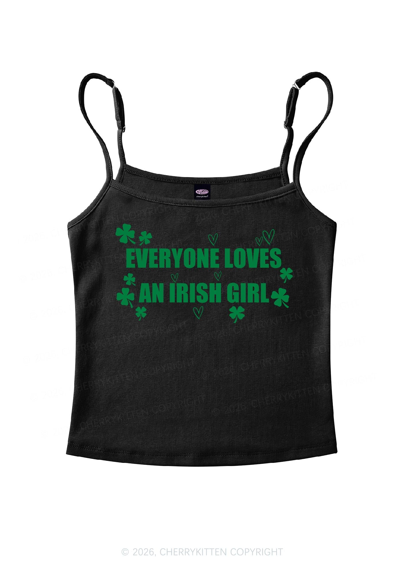 Everyone Loves Irish Girl St Patricks Y2K Spaghetti Strap Cami Cherrykitten