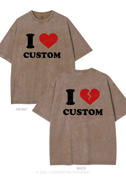 I Love Custom Two Sides Y2K Shirts Washed Tee Cherrykitten