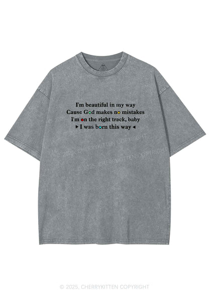 I Was Born This Way Pride Y2K Shirts Washed Tee Cherrykitten