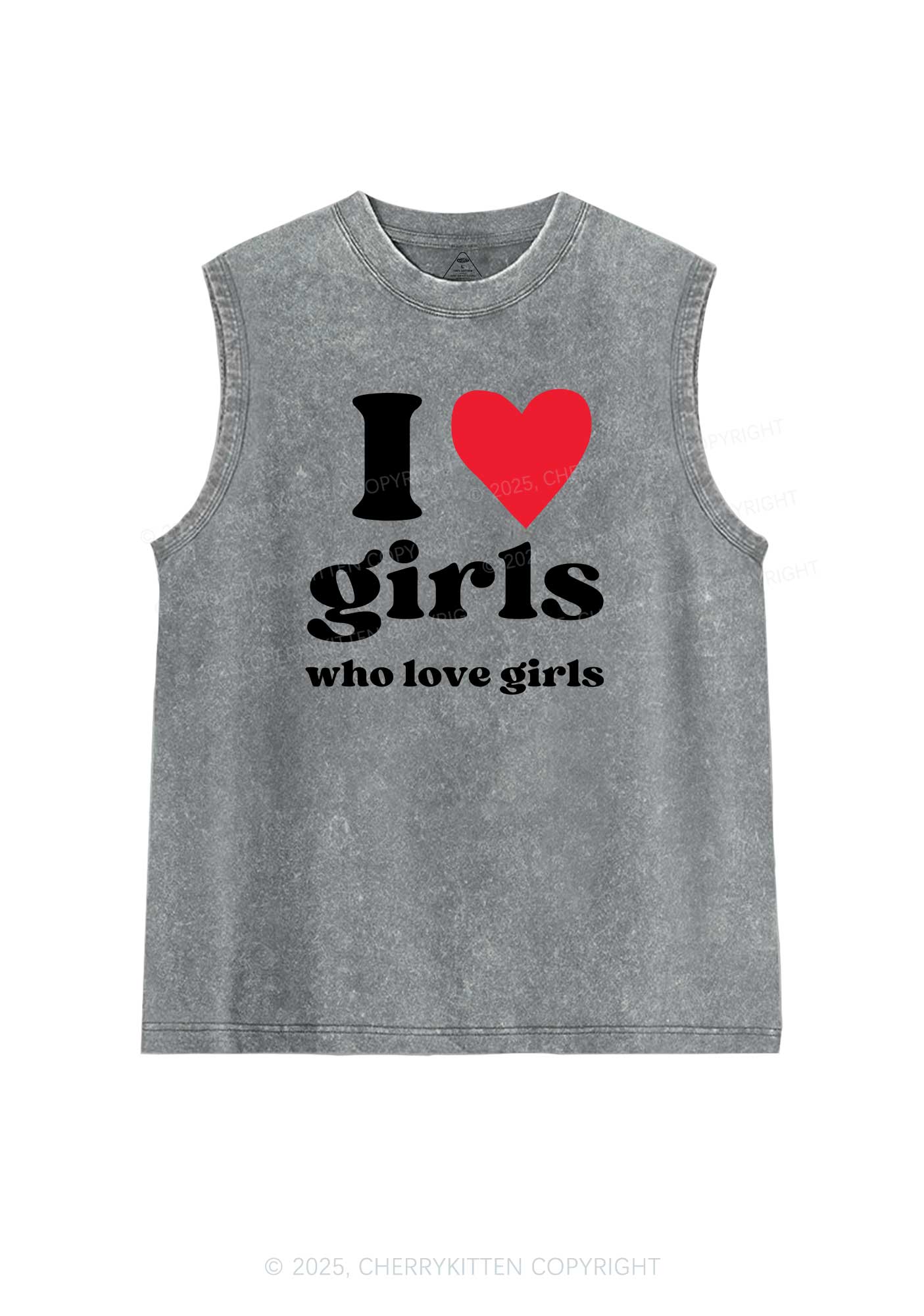 Girls Love Girls Pride Y2K Washed Muscle Tank Cherrykitten