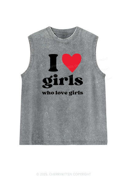 Girls Love Girls Pride Y2K Washed Muscle Tank Cherrykitten