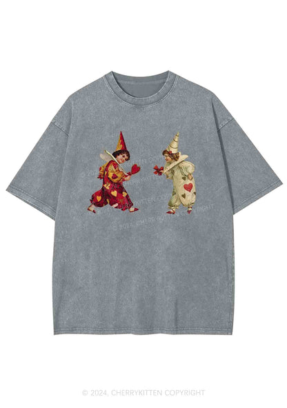 Heart Bow Knot Kids Y2K Washed Tee Cherrykitten