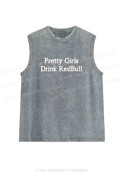 Pretty Girls Drink Redbull Y2K Washed Tank Cherrykitten