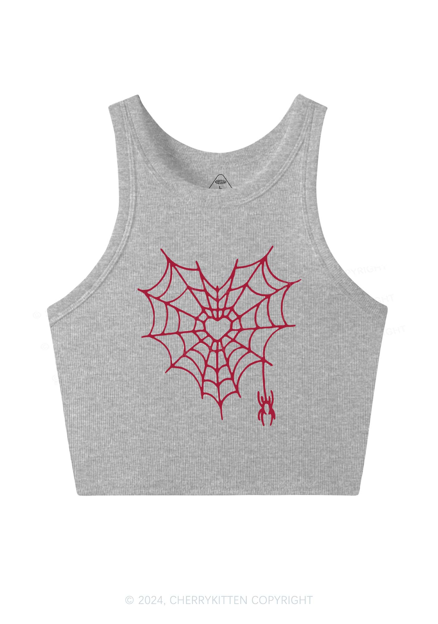 Heart Spider Web Y2K Valentine's Day Crop Tank Top Cherrykitten