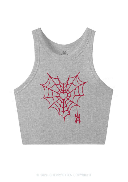 Heart Spider Web Y2K Valentine's Day Crop Tank Top Cherrykitten