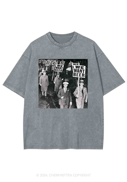 We Want Beer Y2K Washed Tee Cherrykitten