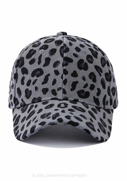 Corduroy Leopard Y2K Baseball Cap Cherrykitten