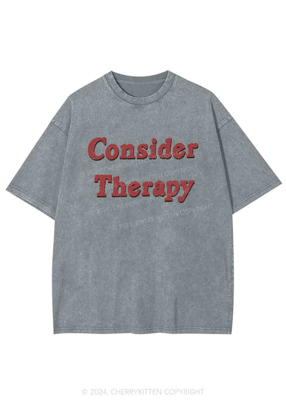 Consider Therapy Y2K Washed Tee Cherrykitten