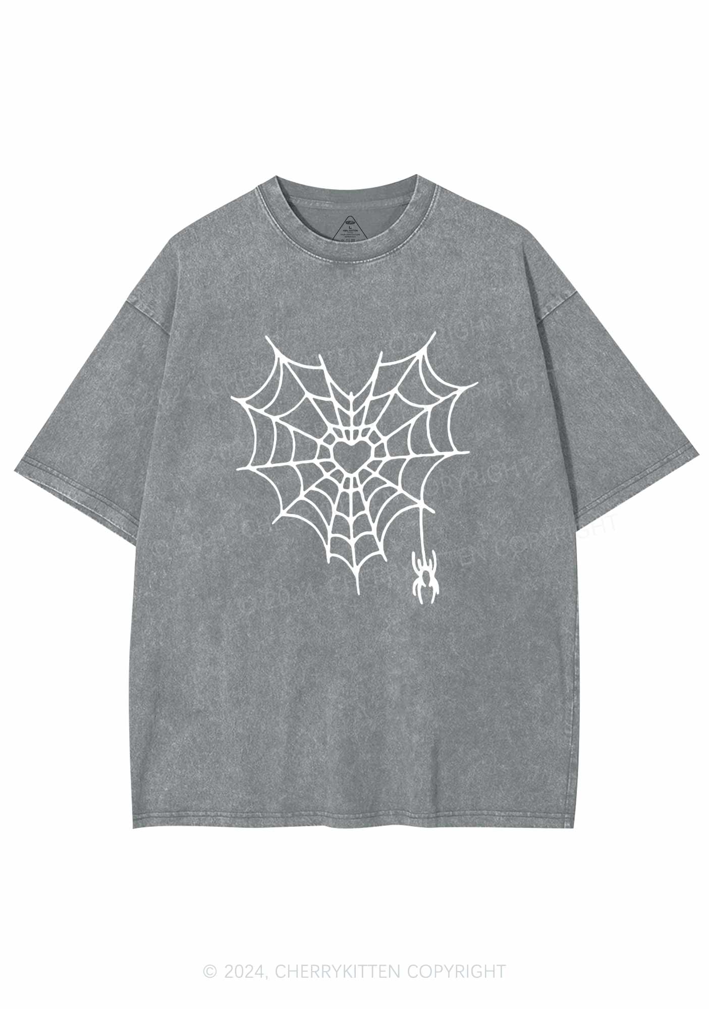 Heart Spider Web Y2K Valentine's Day Washed Tee Cherrykitten