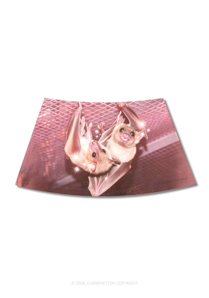 Halloween Two Baby Bats Y2K Print Mini Skirt Cherrykitten