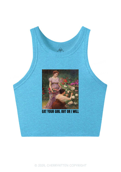 Eat Your Girl Out Painting Pride Y2K Crop Tank Top Cherrykitten