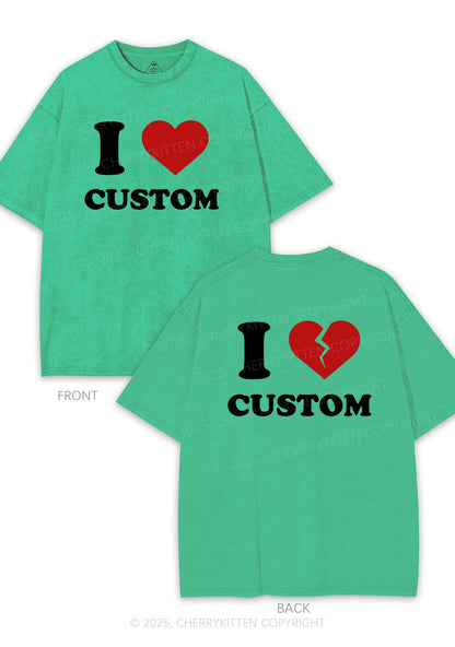 I Love Custom Two Sides Y2K Shirts Washed Tee Cherrykitten