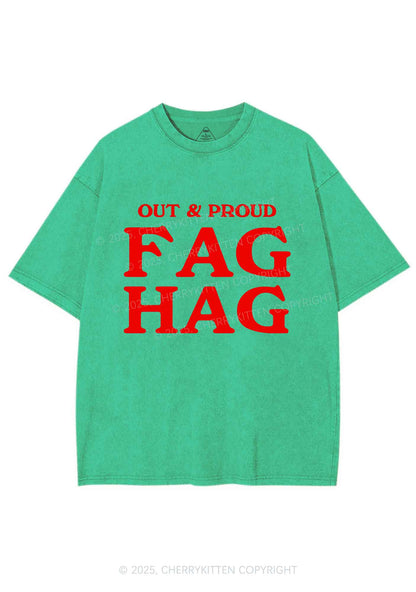Fag Hag Pride Y2K Shirts Washed Tee Cherrykitten