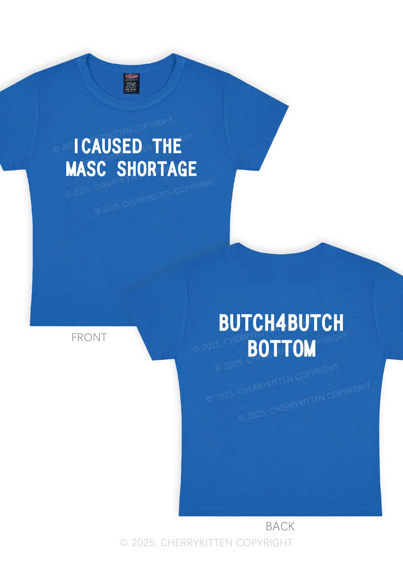 Masc Shortage Two Sides Pride Y2K Baby Tee Cherrykitten