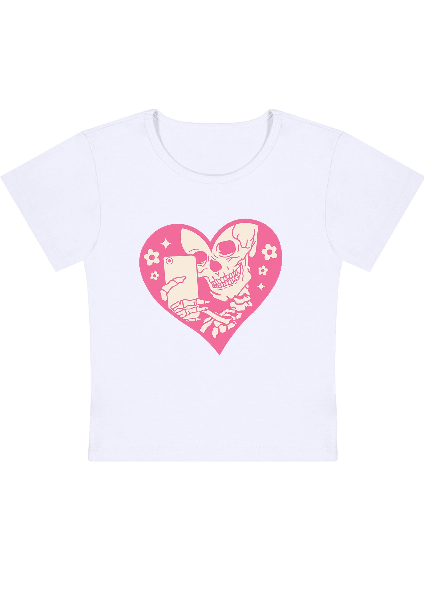 Halloween Skeleton Selfie Heart Y2K Baby Tee