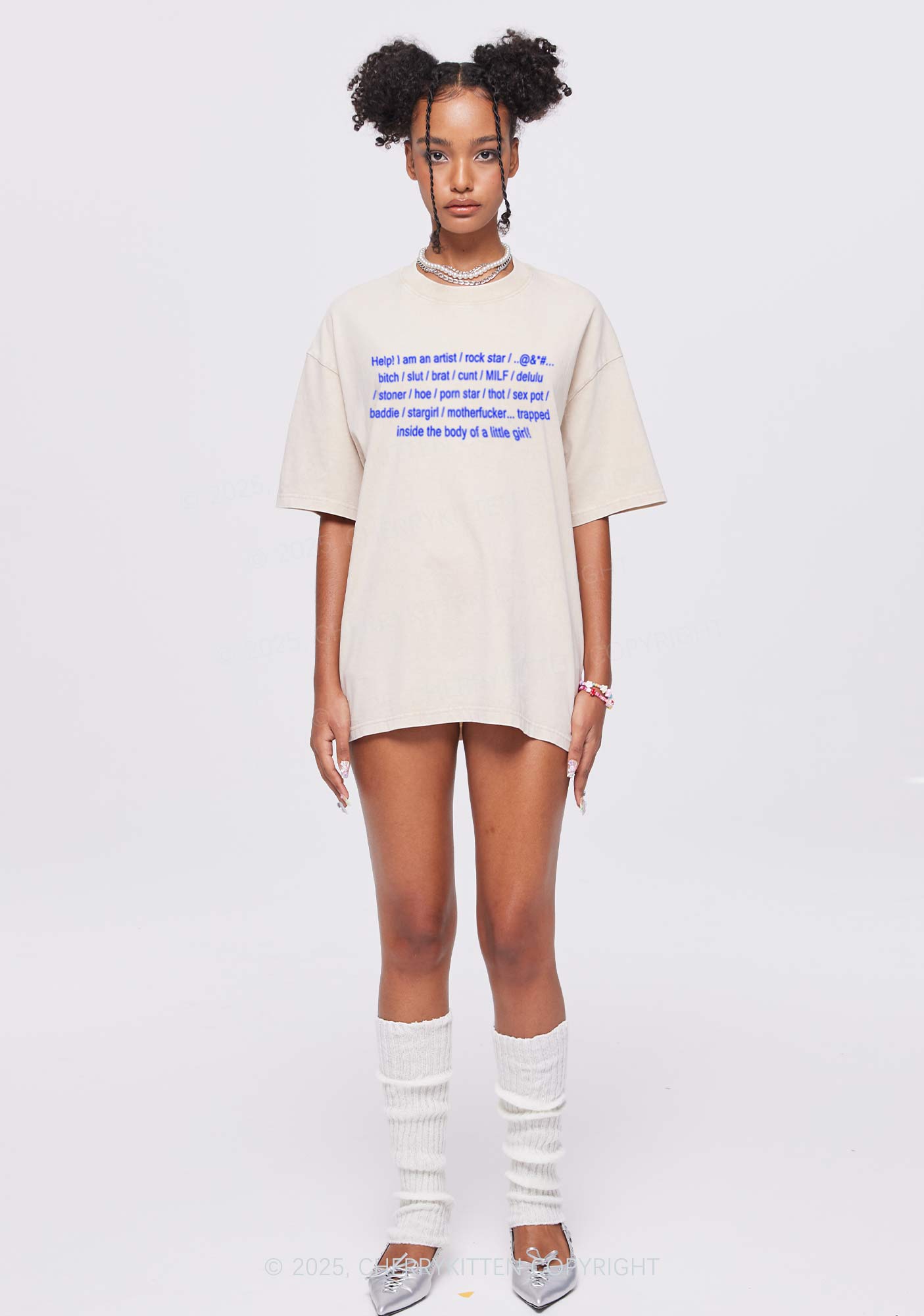 Help Little Girl Y2K Shirts Washed Tee Cherrykitten
