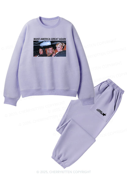 Make America Great Again Y2K Fleece Sweatshirts Set Cherrykitten