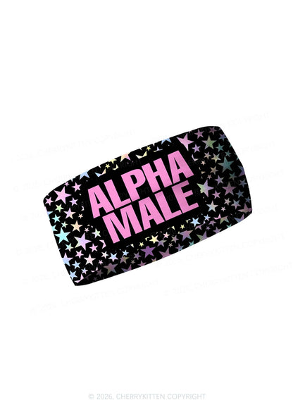 Black Alpha Male Pride Y2K Print Headband Cherrykitten
