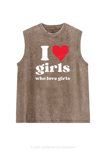 Girls Love Girls Pride Y2K Washed Muscle Tank Cherrykitten