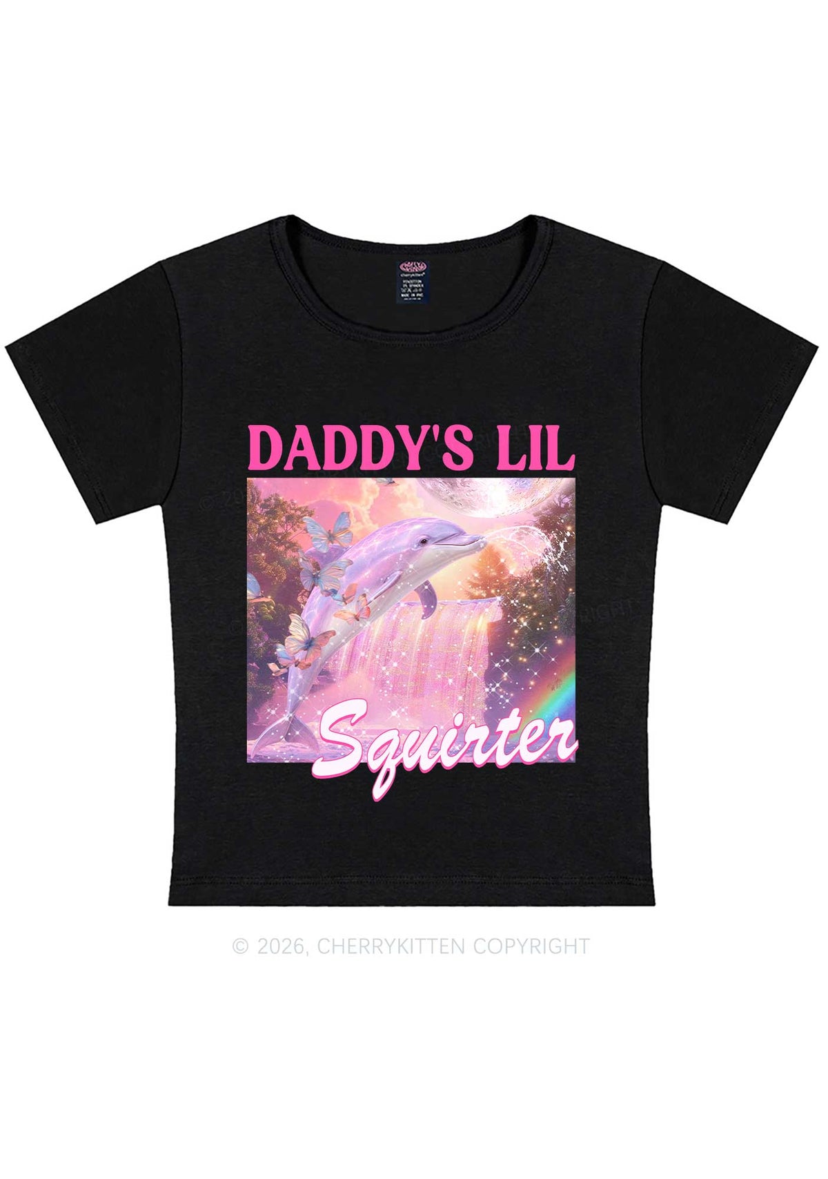 Daddys Lil Squirter Dolphin Y2K Baby Tee Cherrykitten