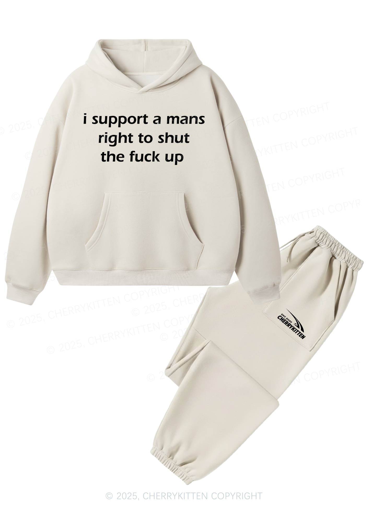 I Support A Mans Right Y2K Fleece Hoodie Set Cherrykitten