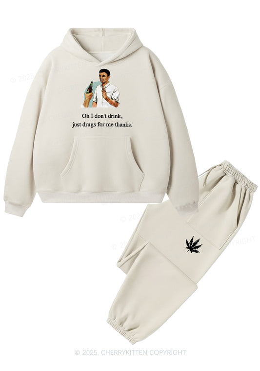 Oh I Dont Drink Y2K Fleece Hoodie Set Cherrykitten