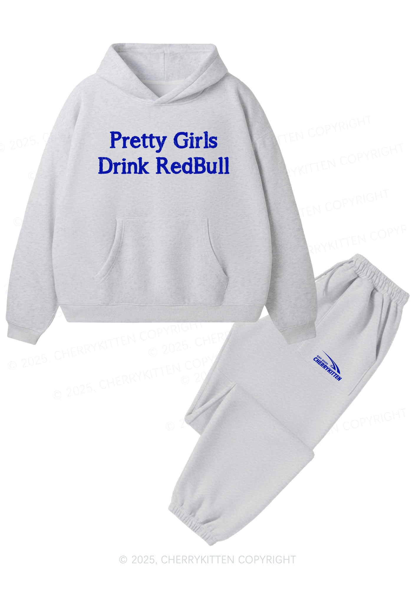 Pretty Girls Drink Red Y2K Fleece Hoodie Set Cherrykitten