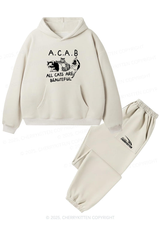 ACAB Cats Y2K Fleece Hoodie Set Cherrykitten
