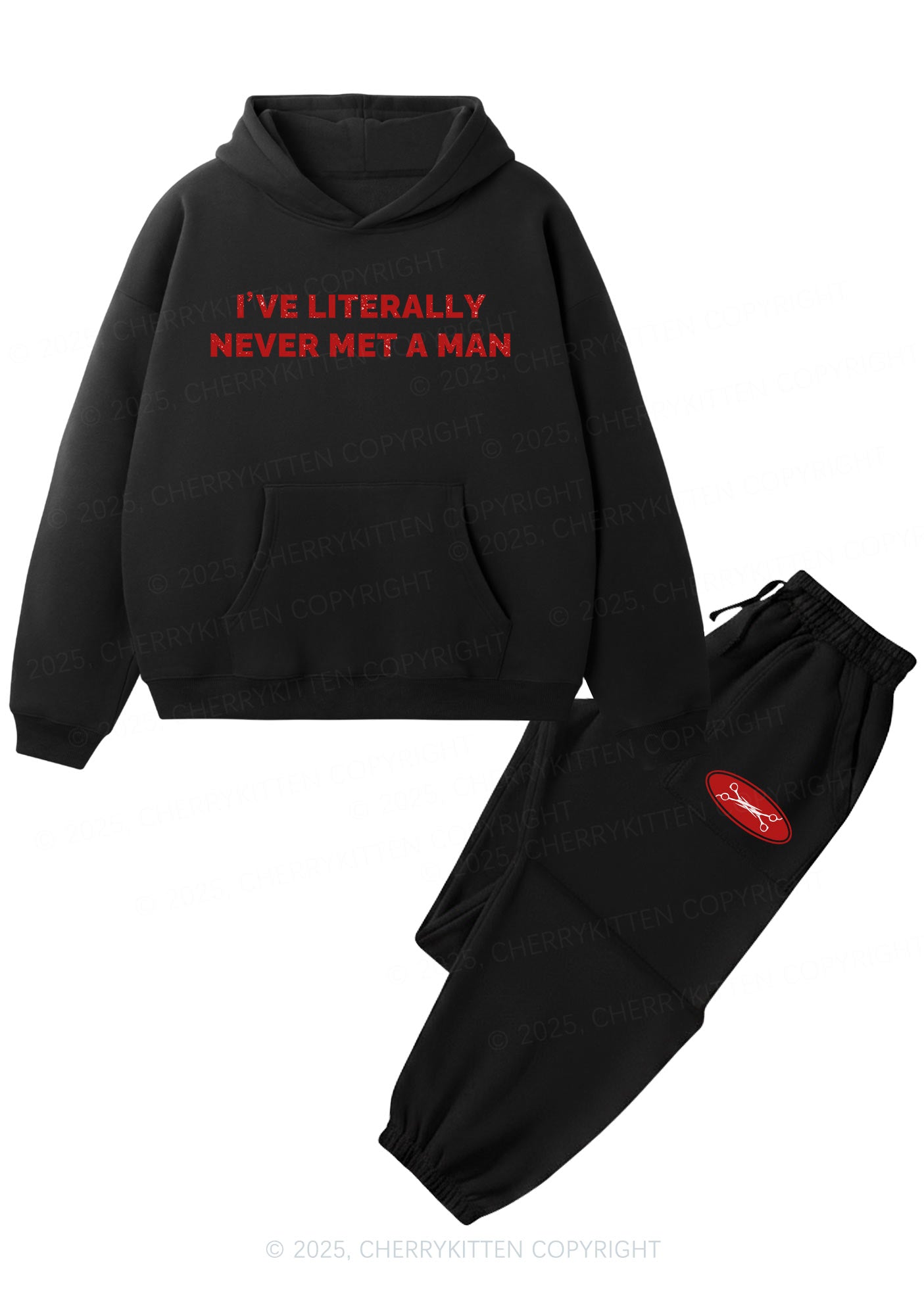 Never Met A Man Pride Y2K Fleece Hoodie Set Cherrykitten