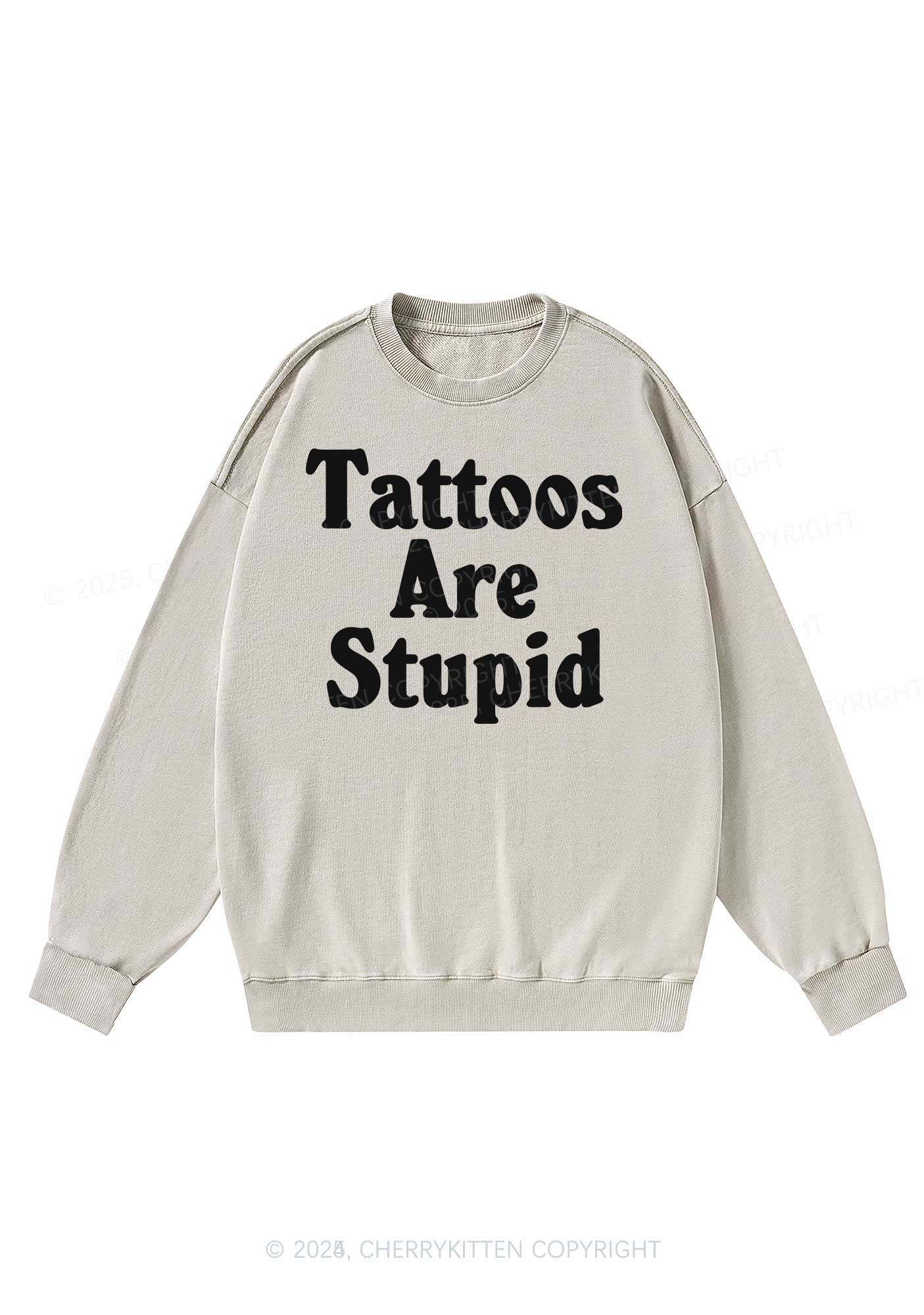 Tattoos Are Stupid Y2K Washed Sweatshirts Cherrykitten