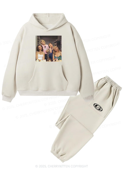 Girl Puzzled Y2K Fleece Hoodie Set Cherrykitten