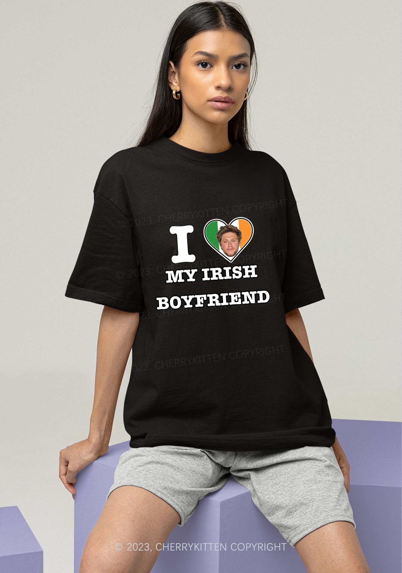 Custom Irish Boyfriend Photo St Patricks Y2K Chunky Shirt Cherrykitten