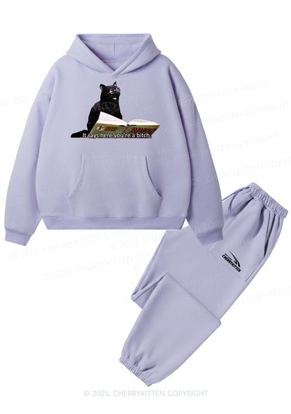 It Says Here Youre A Bixxh Y2K Fleece Hoodie Set Cherrykitten