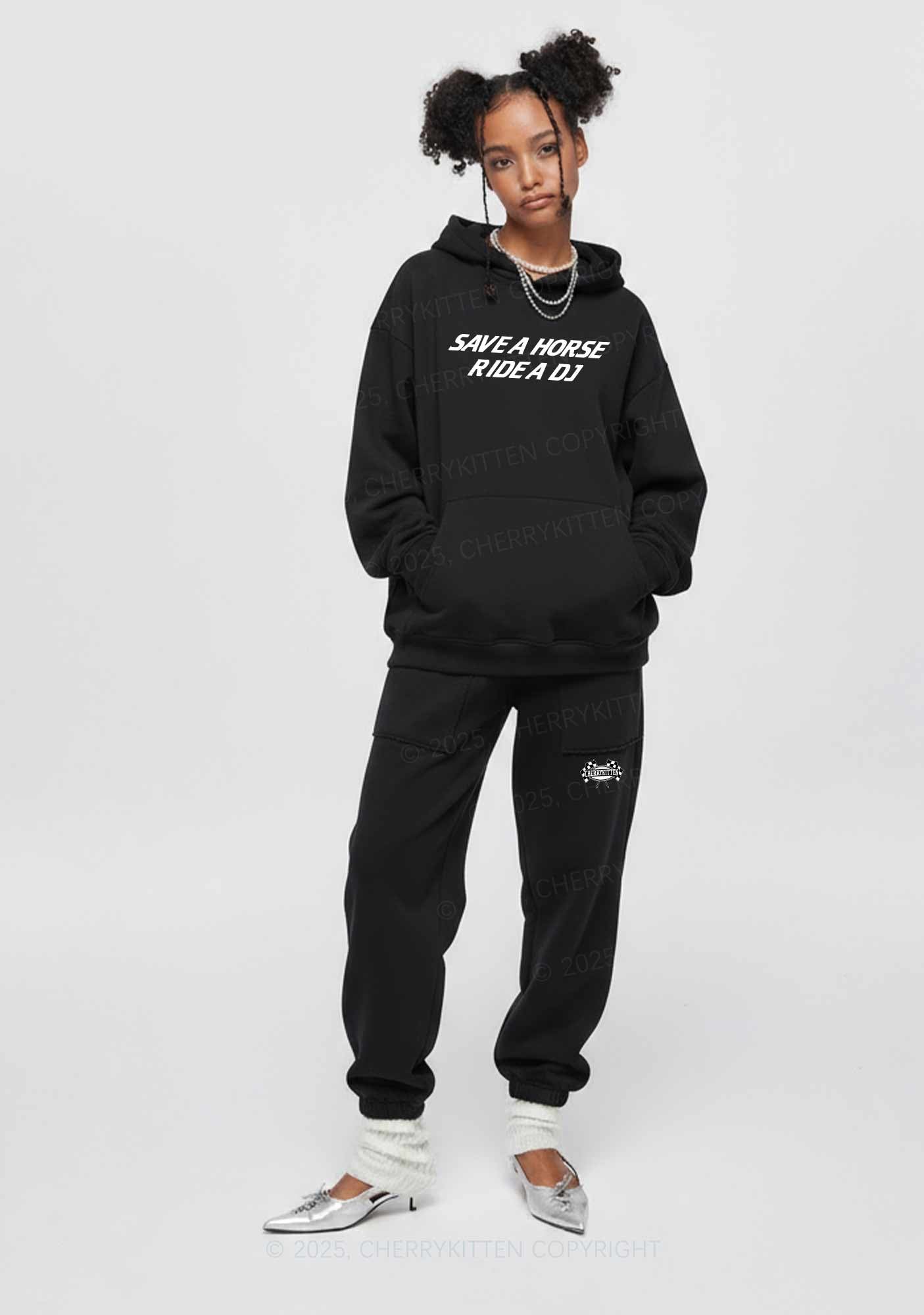 Ride A DJ Y2K Fleece Hoodie Set Cherrykitten